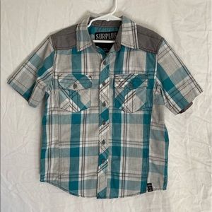 Boys Surplus button down plaid dress shirt size M